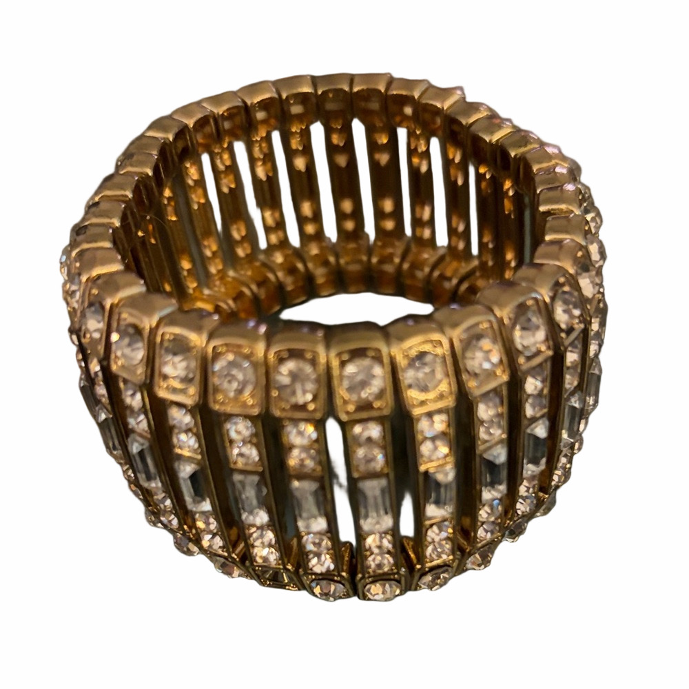 Rhinestone gold-tone stretch bracelet Y2K